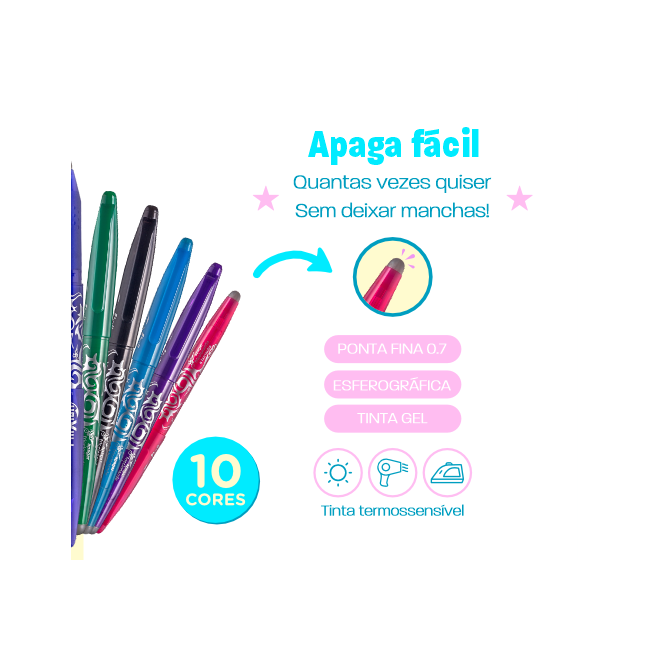 Caneta Frixion Ball 0,7 mm apagável Pilot Pen Aviamentos Vera Cruz
